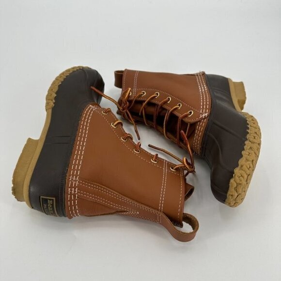 L.L. Bean Original Classic Brown Bean Leather Waterproof Rain Lace Up 6 Boots - Picture 5 of 9
